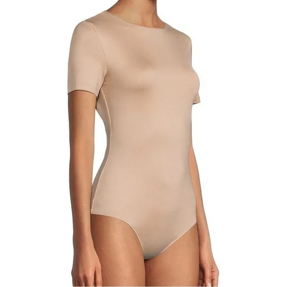 Gianni Bini Short Sleeve, Crew Neck, tan,brown, Bodysuit,Top,Large - Picture 1 of 12